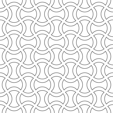 Beyaz arka planda siyah geometrik tasarım. Web, Tekstil ve duvar kağıtları için seamless modeli