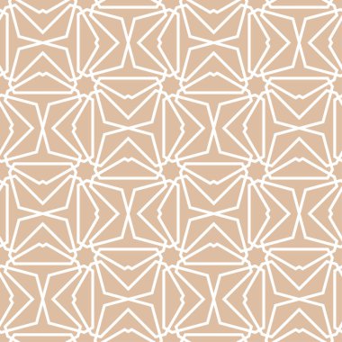 Bej ve beyaz geometrik süsleme. Web, Tekstil ve duvar kağıtları için seamless modeli