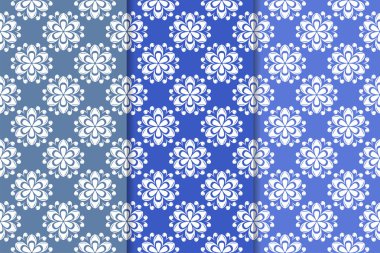 Çiçek süsler kümesi. Mavi dikey Dikişsiz desen. Duvar kağıdı arka plan