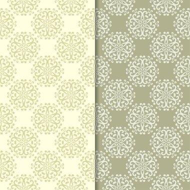 Zeytin yeşili çiçek arka planlar. Tekstil ve duvar kağıtları için dikişsiz desen seti