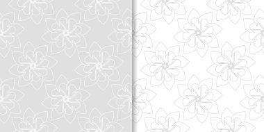Işık gri çiçek arka planlar. Tekstil ve duvar kağıtları için dikişsiz desen seti