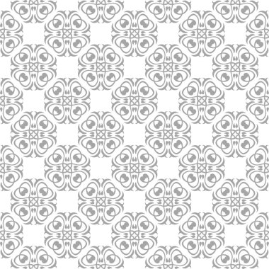 Beyaz arka plan üzerine açık gri çiçek süsleme. Tekstil ve duvar kağıtları için seamless modeli