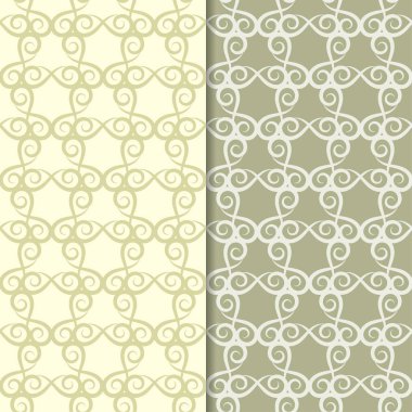 Zeytin yeşili çiçek süs arka planlar. Tekstil ve duvar kağıtları için dikişsiz desen seti