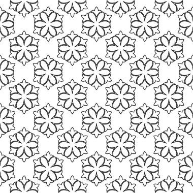 Kesintisiz beyaz zemin üzerine siyah çiçek süsleme. Tekstil ve duvar kağıtları için seamless modeli