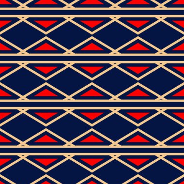 Geometrik seamless modeli. Renkli kırmızı bej ve mavi arka plan duvar kağıtları, Tekstil ve kumaş için