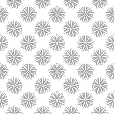 Beyaz arka plan üzerine açık gri çiçek süsleme. Tekstil ve duvar kağıtları için seamless modeli