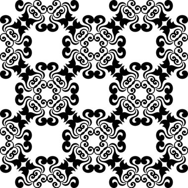 Beyaz arka planda siyah çiçek sorunsuz süsleme. Tekstil ve duvar kağıtları için seamless modeli