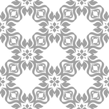 Beyaz ışık gri çiçek süsleme. Tekstil ve duvar kağıtları için seamless modeli