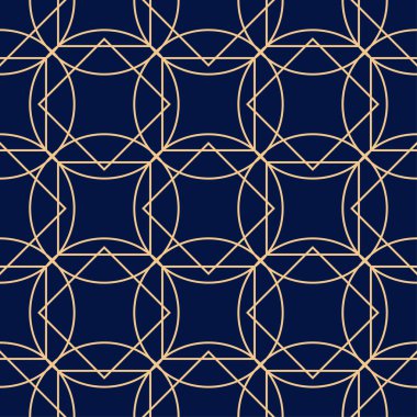 Altın mavi geometrik süsleme. Web, Tekstil ve duvar kağıtları için seamless modeli