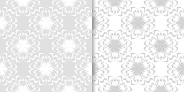 Işık gri çiçek süs tasarımlar. Tekstil ve duvar kağıtları için dikişsiz desen seti