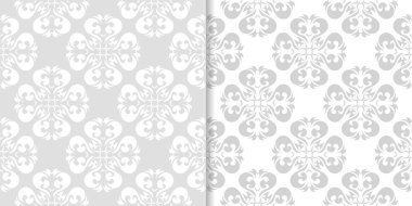 Işık gri çiçek süsler. Tekstil ve duvar kağıtları için dikişsiz desen seti