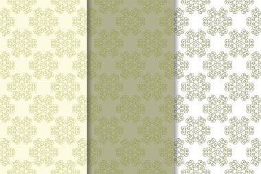 Zeytin yeşili çiçek arka planlar. Tekstil ve duvar kağıtları için dikişsiz desen seti