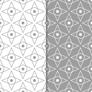 Gri ve beyaz geometrik süsler. Web, Tekstil ve duvar kağıtları için dikişsiz desen seti