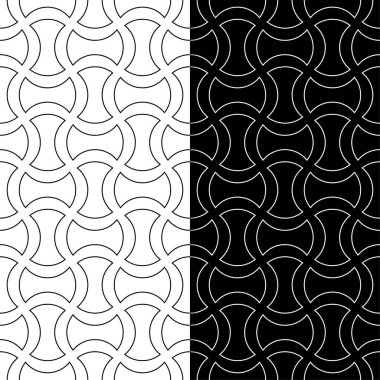 Web, Tekstil ve duvar kağıtları için dikişsiz desen siyah ve beyaz geometrik ayarla