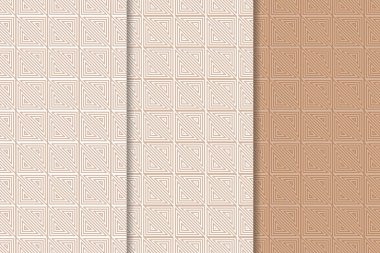 Web, Tekstil ve duvar kağıtları için dikişsiz desen kahverengi ve beyaz geometrik dizi
