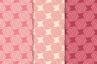 Kiraz kırmızısı geometrik süsler. Web, Tekstil ve duvar kağıtları için dikey Dikişsiz desen seti