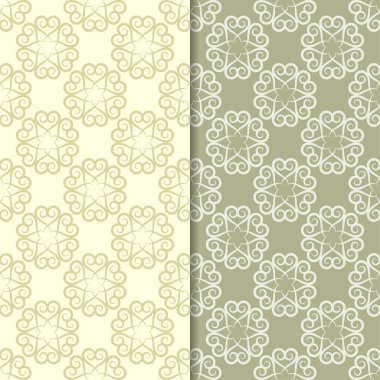 Zeytin yeşili çiçek arka planlar. Tekstil ve duvar kağıtları için dikişsiz desen seti