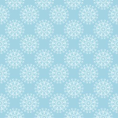 Mavi zemin üzerine beyaz çiçek desenli. Tekstil ve duvar kağıtları için sorunsuz süsleme