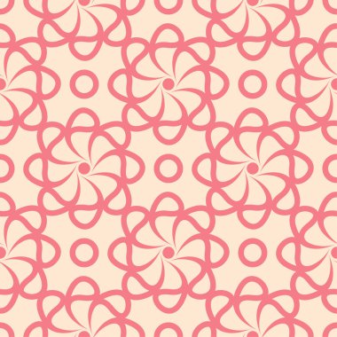 Bej renkli arka plan üzerinde kırmızı çiçekli süs. Tekstil ve duvar kağıtları için seamless modeli