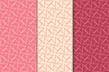 Kiraz kırmızısı geometrik süsler. Web, Tekstil ve duvar kağıtları için dikey Dikişsiz desen seti