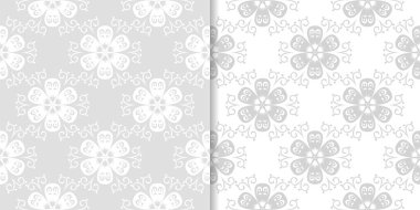 Işık gri çiçek arka planlar. Tekstil ve duvar kağıtları için dikişsiz desen seti