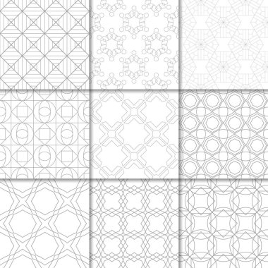 Işık gri geometrik süsler. Web, Tekstil ve duvar kağıtları için tarafsız Dikişsiz desen koleksiyonu
