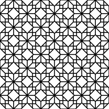 Beyaz arka planda siyah geometrik tasarım. Web, Tekstil ve duvar kağıtları için seamless modeli