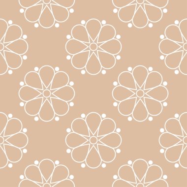 Bej ve beyaz çiçek süsleme. Tekstil ve duvar kağıtları için seamless modeli