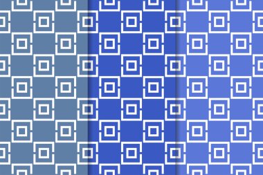 Mavi geometrik süsler. Web, Tekstil ve duvar kağıtları için dikey Dikişsiz desen seti