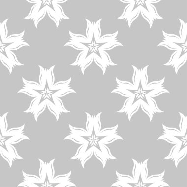 Gri ve beyaz çiçek süsleme. Tekstil ve duvar kağıtları için seamless modeli