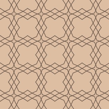 Bej ve kahverengi geometrik süsleme. Web, Tekstil ve duvar kağıtları için seamless modeli