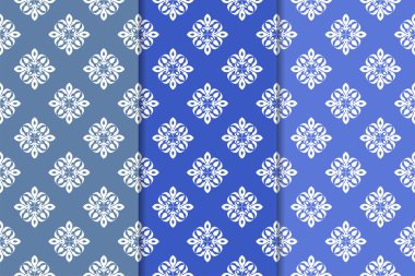 Çiçek süsler kümesi. Mavi dikey Dikişsiz desen. Duvar kağıdı arka plan