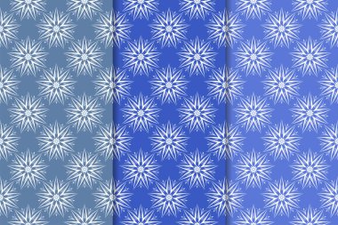 Mavi çiçekli süs tasarım kümesi. Duvar kağıtları ve kumaşlar için dikey Dikişsiz desen