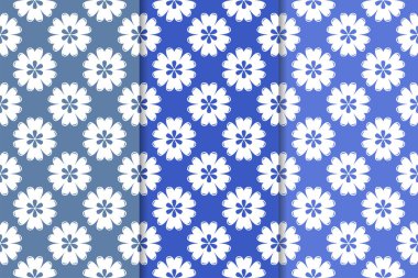 Çiçek süsler kümesi. Mavi dikey Dikişsiz desen. Duvar kağıdı arka plan