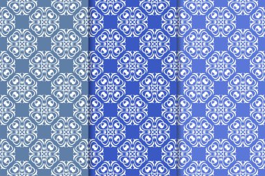 Çiçek süsler kümesi. Mavi dikey Dikişsiz desen. Duvar kağıdı arka plan