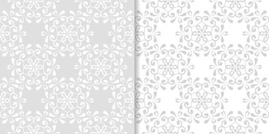 Işık gri çiçek arka planlar. Tekstil ve duvar kağıtları için dikişsiz desen seti