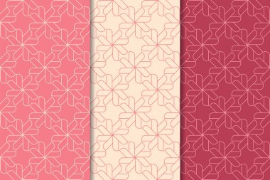 Kiraz kırmızısı geometrik süsler. Web, Tekstil ve duvar kağıtları için dikey Dikişsiz desen seti