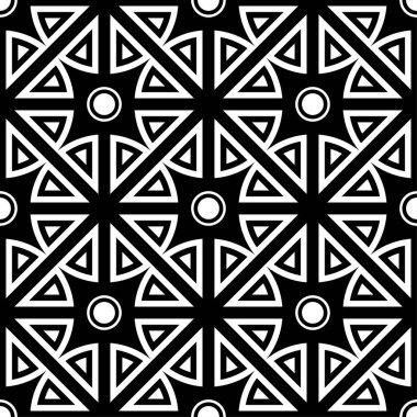 Siyah ve beyaz geometrik seamless modeli web, Tekstil ve duvar kağıtları için