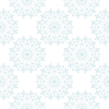 Beyaz zemin üzerine mavi çiçek süsleme. Tekstil ve duvar kağıtları için seamless modeli