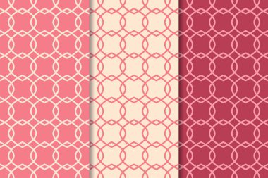 Kiraz kırmızısı geometrik süsler. Web, Tekstil ve duvar kağıtları için dikey Dikişsiz desen seti