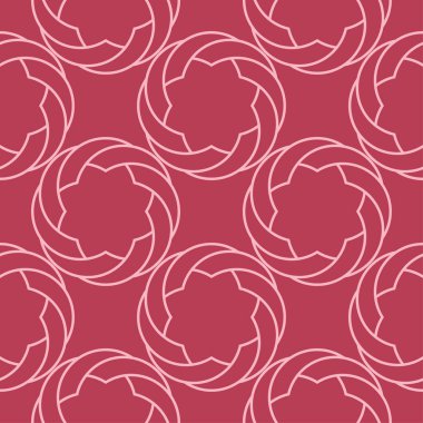 Kırmızı ve soluk pembe geometrik süsleme. Web, Tekstil ve duvar kağıtları için seamless modeli