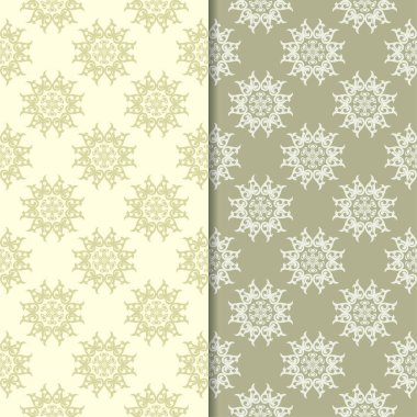 Zeytin yeşili çiçek arka planlar. Tekstil ve duvar kağıtları için dikişsiz desen seti