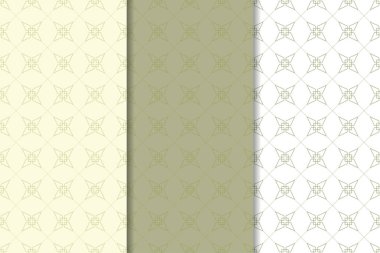 Zeytin yeşili ve web, Tekstil ve duvar kağıtları için geometrik Dikişsiz desen beyaz set