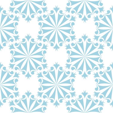 Beyaz zemin üzerine mavi çiçek süsleme. Tekstil ve duvar kağıtları için seamless modeli