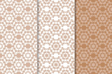 Kahverengi çiçek arka planlar. Tekstil ve duvar kağıtları için dikişsiz desen seti