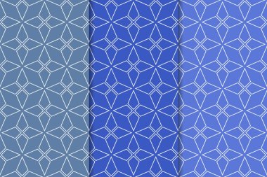 Geometrik süsler kümesi. Web, Tekstil ve duvar kağıtları için mavi dikey Dikişsiz desen