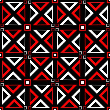 Geometrik seamless modeli. Siyah kırmızı beyaz bir arka plan duvar kağıtları, Tekstil ve kumaş için