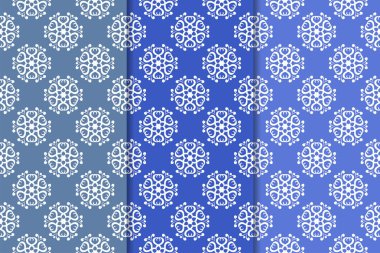 Mavi çiçekli süsler. Dikey Dikişsiz desen seti. Duvar kağıdı arka plan