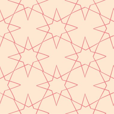 Kırmızı ve bej geometrik süsleme. Web, Tekstil ve duvar kağıtları için seamless modeli