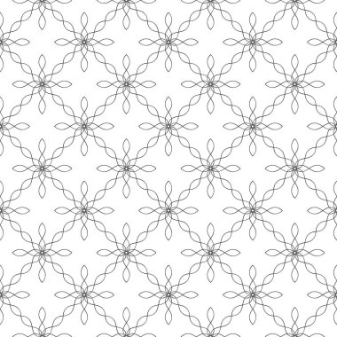 Beyaz arka planda siyah geometrik süsleme. Web, Tekstil ve duvar kağıtları için seamless modeli